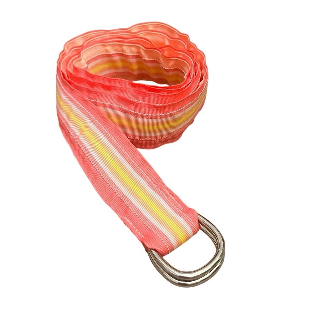 Vintage Y2K Eliza B Pink Stripe D Ring Belt XL Preppy Coastal Adjustable Resort